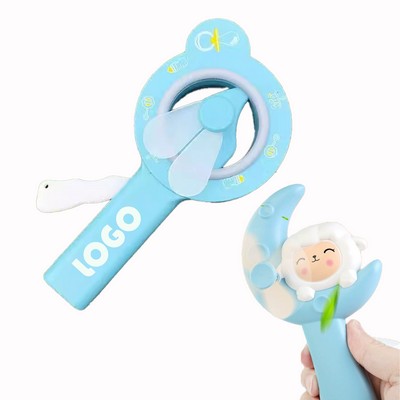 Portable Hand-Powered Fan with Cartoon Design