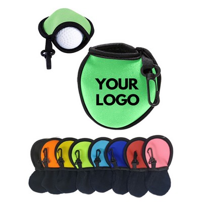 Custom Neoprene Portable Pocket Golf Ball Washer Cleaner Pouch w/Hanging Clip