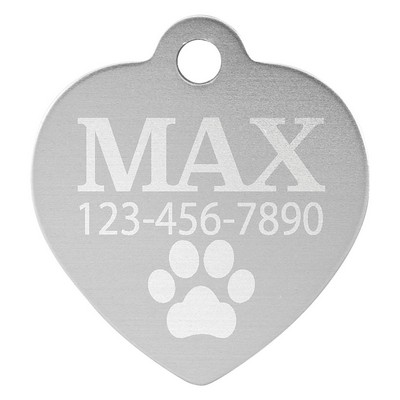 1" x 1" Silver Anodized Aluminum Heart Pet Tag