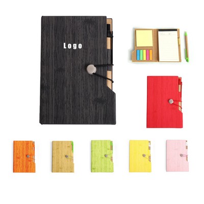 Woodgrain Notebook Set with Pen & Sticky Notes