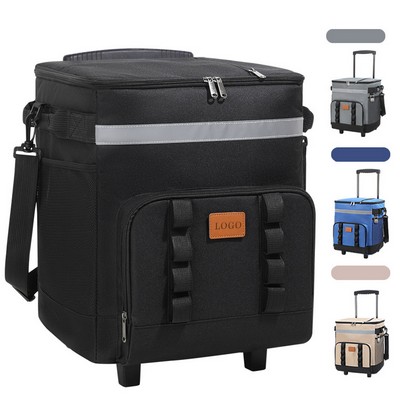 Collapsible Rolling Cooler Leakproof Insulated Soft Cooler Bag With Wheels