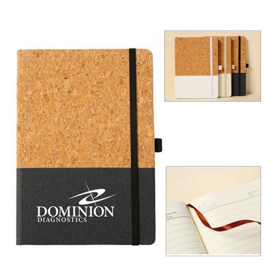 Cork Fabric Patchwork Strap Eco Friendly Notebook A5 Thick Diary Notebook