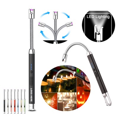 Birthday Gifts Electric Candle Lighter Rechargeable USB Arc Lighter with LED Light