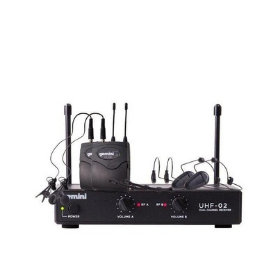 Gemini Black Uhf Dual Wireless Headset/Lavalier Microphone System