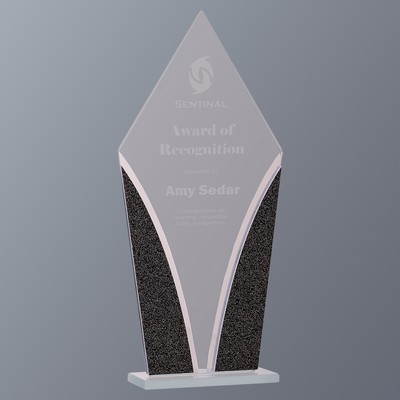 Clear/Black Designer Glass Award Series, Diamond, Medium (4-3/4"x 10-1/2"H)
