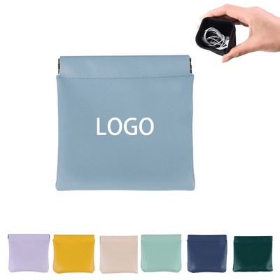 PU Leather Pouch With Snap Spring Closure