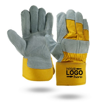 Yellow Suede Cowhide Leather Work Gloves