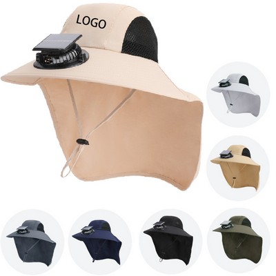 Solar Charging Fan Hat With Shawl