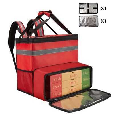 Insulated Pizza Delivery Bag Dual Strap Food Carrier Catering Thermal for Takeout
