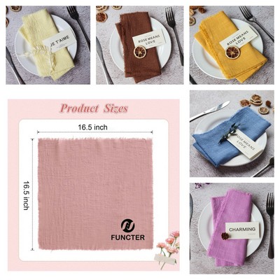 Washable Soft Cotton Unhemmed Table Dinner Napkins 16.5 x 16.5"