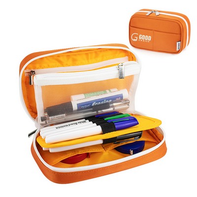 Triple-Layer Zipper Pencil Case