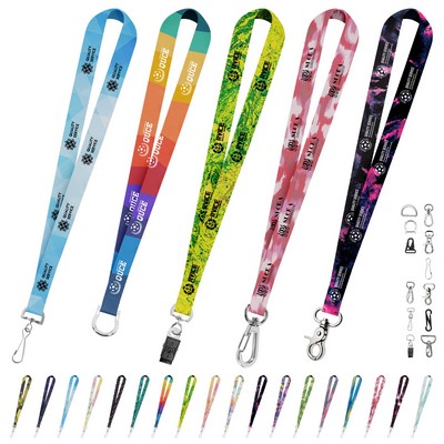 3/4'' Full Color Sublimated Lanyard With Metal J Hook