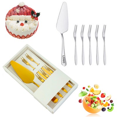 6pcs Stainless Steel Knife and Fork For Cake Cutting Fruit Fork set