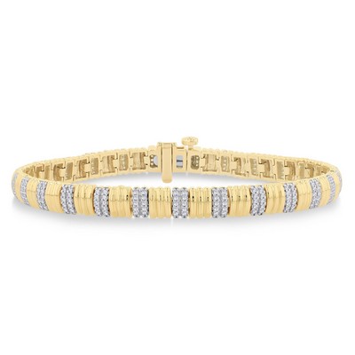 Jilco Gold Ribbed Diamond Bracelet