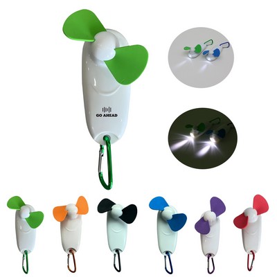 3-in-1 Handheld Mini Fan & LED Flashlight & Carabiner