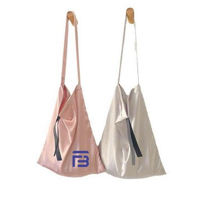 Plain Satin Drawstring Tote Bag