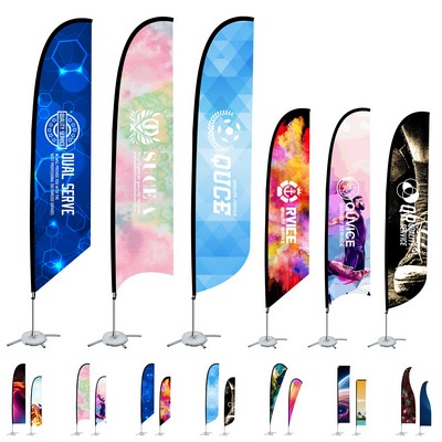 9' Double Sided Printed Feather Beach Flag Kit W/ Cross Base & Water Bag