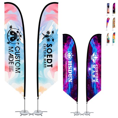 9ft Two-Sided Printed Feather Beach Flag Kit With Cross Base & Water Bag
