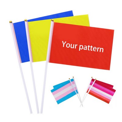 Customizable Polyester Hand Wave Flag With Plastic Pole