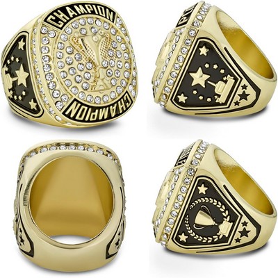 3D Custom Metal Champion Ring with Sparkling Rhinestones