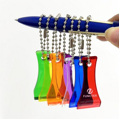 Clear Plastic Lottery Scratcher Keychain W/ Bead Chain