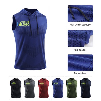 Sleeveless Running Shirts with Hoodie
