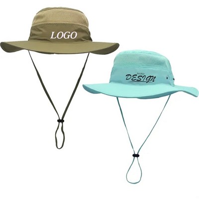 Wide Brim Bucket Hat With Strap