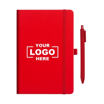 A5 PU Leather Notebook with Pen (Ocean)