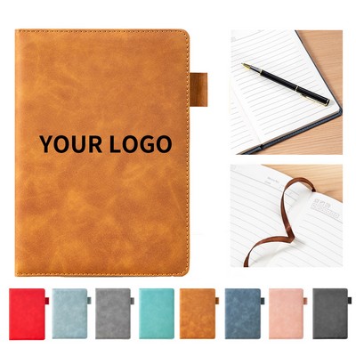 A5 Leather Cover Notebook With Pen 100 Sheets Soft Clear Design