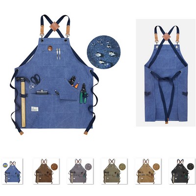 Multi Pocket Canvas Cross-Back Utility Work Apron