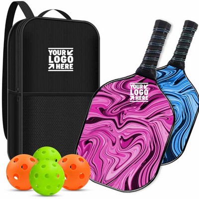 Fiberglass Pickleball Racket Paddle & Ball Set w/ Carrying bag