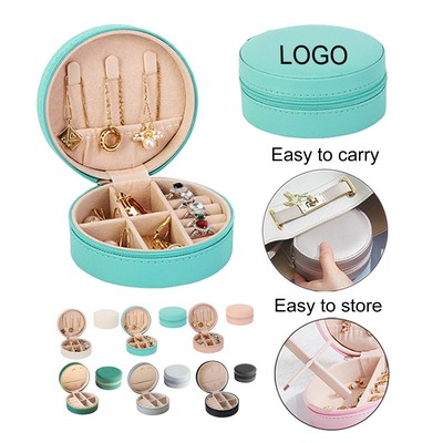 Round PU Leather Jewellery Storage Box