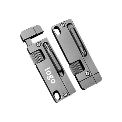 Titanium EDC Keychain Multi-Tool Adjustable Wrench with Integrated Screwdriver Bits
