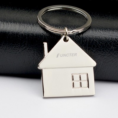 House Shaped Metal Keychain