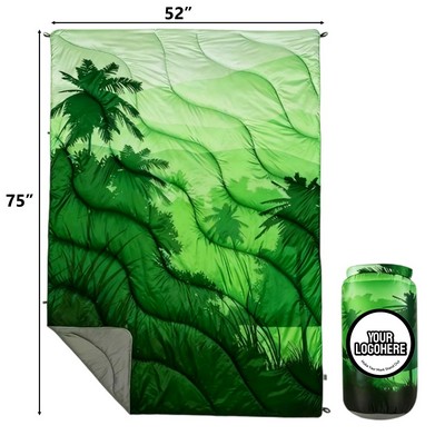 52" x 75" Warm Puffer Camping Blanket With Carry Bag