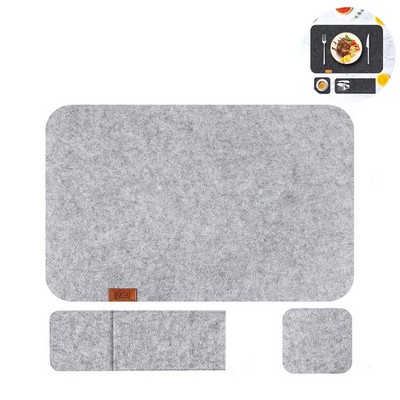 Felt Placemat Set w/ Knife Fork Bag Coaster
