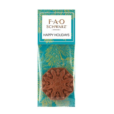 Belgian Chocolate Holiday Icons in Billboard-Style Header Bag with Milk Chocolate Snowflake