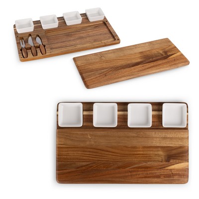 Picada - Acacia Tapas Board with Ceramic Bowls