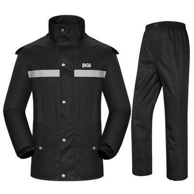 Oxford Thickened Cycling Rain Jacket Set Reflective Strip