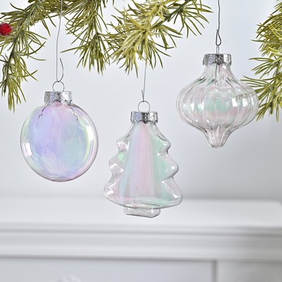 Laser Iridescent PET Crystal Ornament Christmas Party Decoration
