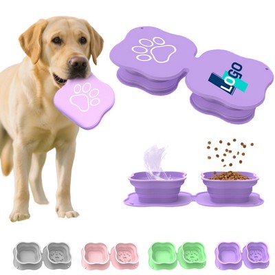 Pet Silicone Folding Double Bowl