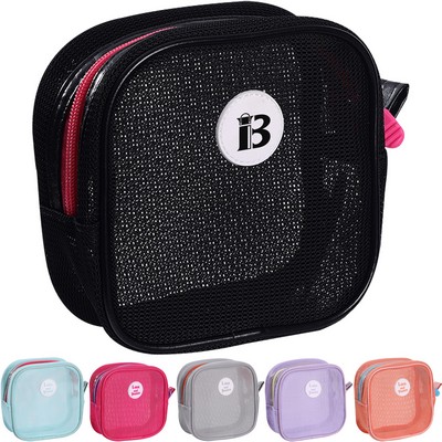 Mini Mesh Clear Zippered Toiletry Bag