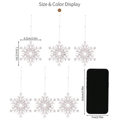 Transparent Snowflake Ornaments Christmas Decoration Acrylic Snowflake Tree Hanging 6pc set
