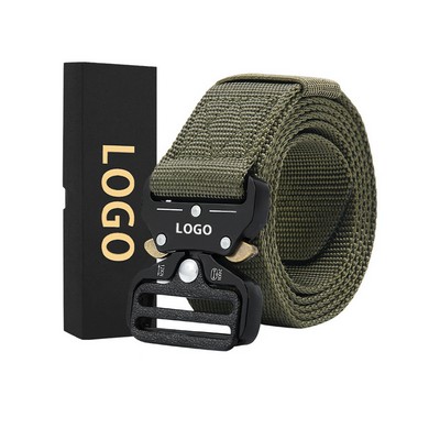 Custom Men Outdoor Nylon Tactical Belt w/ Zinc Alloy Buckle