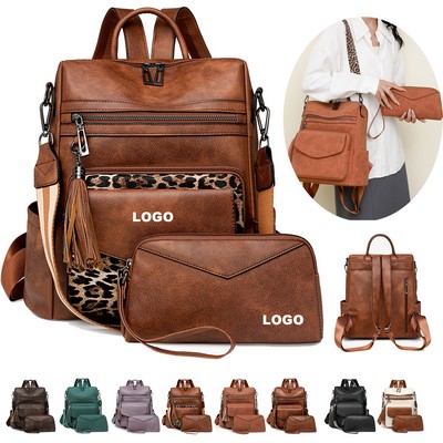 Custom Logo Women's Fashion Backpack Purse with Wallet