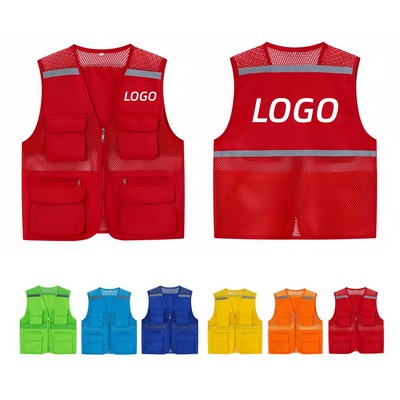 Reflective Safety Vest/Mesh Breathable Workwear with Pockets&Zipper