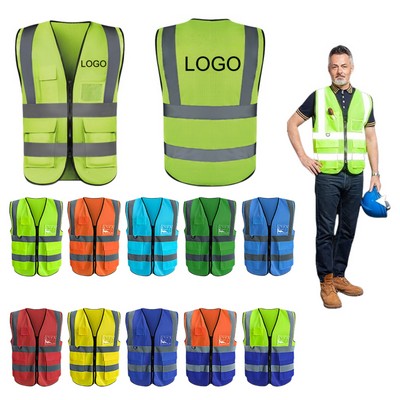 Four Reflective Strips Breathable Mesh Safety Vest