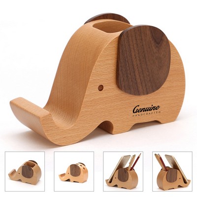 Wooden Elephant Phone Stand