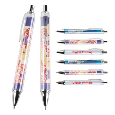 Clear Plastic Ballpoint Pen Empty Barrel DIY Insert Paper Cartoon Journal Custom Printed Pen