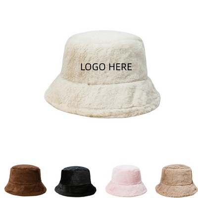 Winter Solid Color Faux Fur Bucket Hat